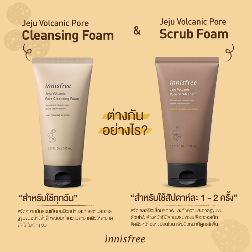 Innisfree Jeju Volcanic Pore Cleansing Foam 50 ml. ผลิตภัณฑ์ทำความสะอาดใบหน้า ที่มีส่วนผสมของหินตะกรันภูเขาไฟเชจู ที่มีประสิทธิภภาพในการดูดซับความมัน และ ทำความสะอาดได้อย่างล้ำลึก ผิวหน้าจึงสะอาดเกลี้ยงเกลา 